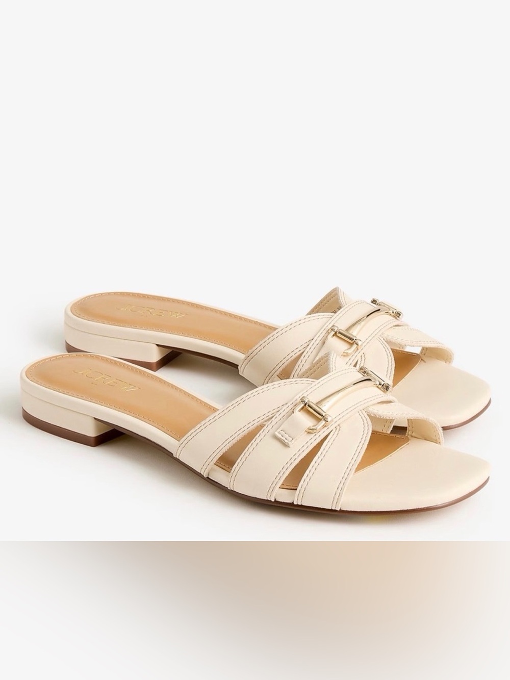 $128 msrp NWT J. Crew Ivory Bit Slide sandal size 7 old money aesthetic